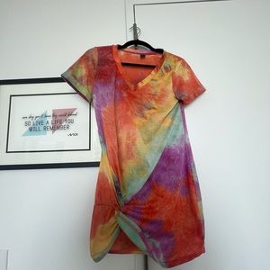 Tie dye t-shirt dress/bathing suit cover up S